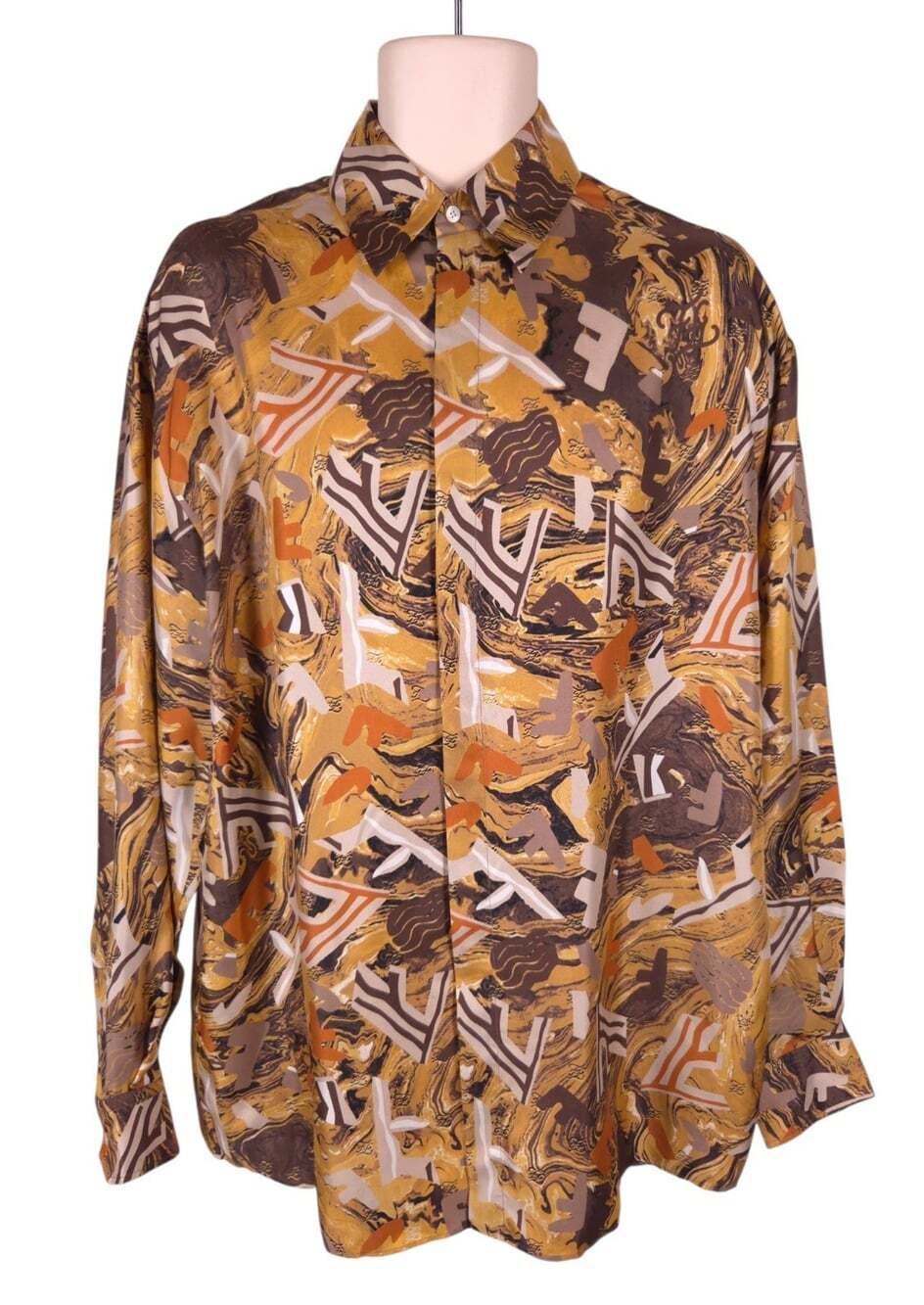 Fendi Frag Shirt US M IT 39 Mens Marigold Silk Abstract $1250